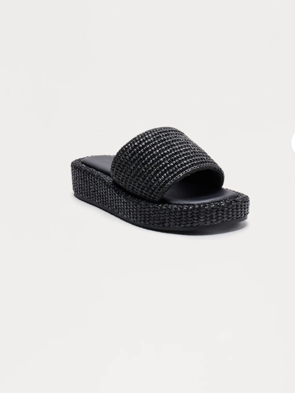 TOP Moda Black Woven Platform Slide Sandals